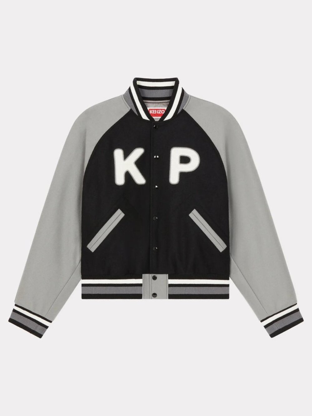 Kenzo Unisex Wool Varsity Jacket – Black/Grey - Small